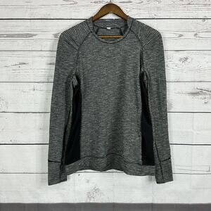 Lululemon Think Fast Pullover Shirt Womens 12 Gray Running Thumbholes Athleisure